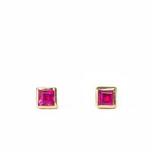 Ruby Square Studs